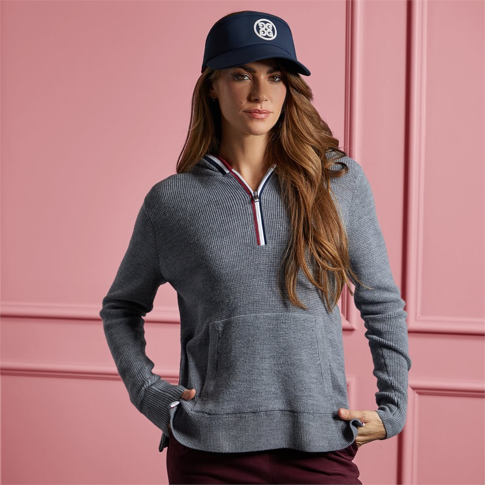 Women's Waffle Stitch Merino Wool Hooded Midlayer - Fairway Styles