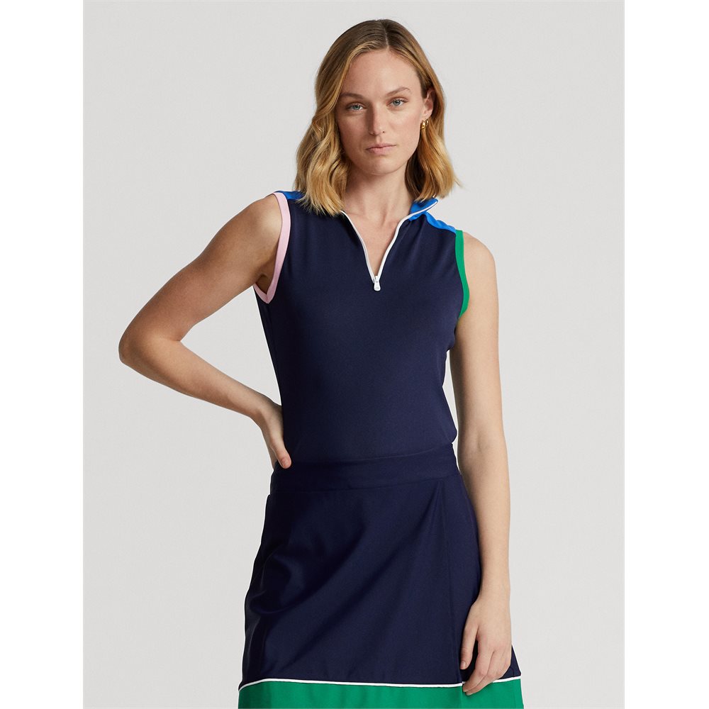 RLX Ralph Lauren Women's Sleeveless Air Tech Pique 1/4 Zip Polo