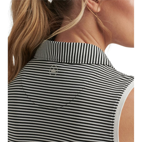 Women's Vista Stripe Banded Sport Mesh Sleeveless Polo