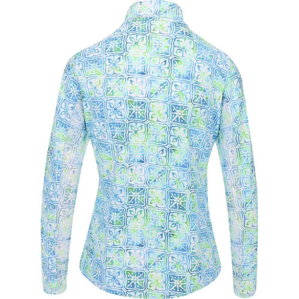 Women's Long Sleeve Mock Neck Top - Kathy Print - Fairway Styles