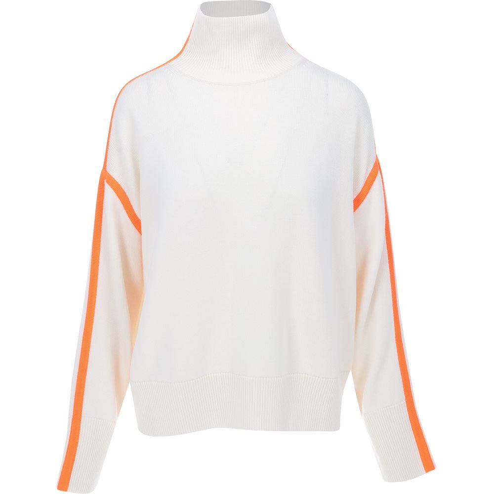 Women's Merino Wool Contrast Stripe Turtleneck Sweater - Fairway Styles