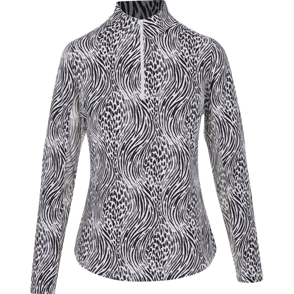 Women's Long Sleeve Alena Print 1/4 Zip Mock Neck Top