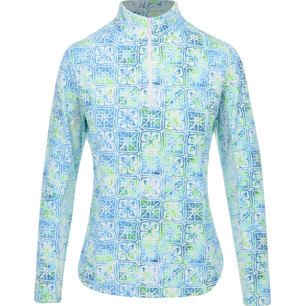 Women's Long Sleeve Mock Neck Top - Kathy Print - Fairway Styles
