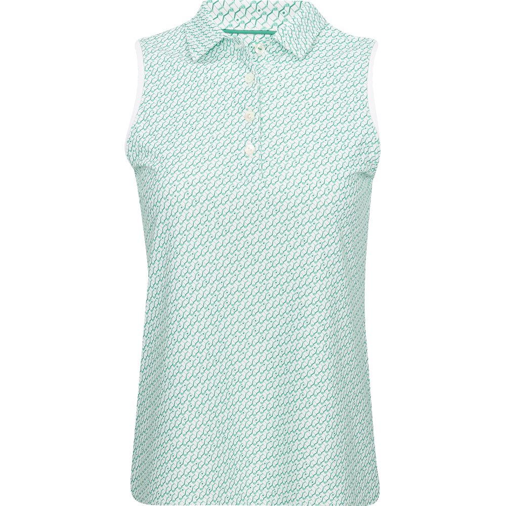 Women's Stepped Clubs Banded Sport Mesh Sleeveless Polo