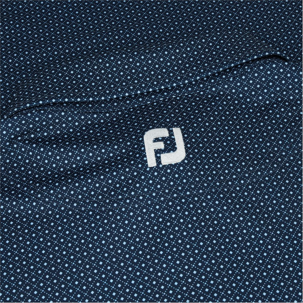 Lisle Dot Geo Print Self Collar Golf Polo
