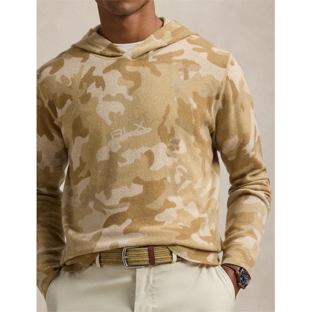 Camo Cashmere Hooded Sweater - Fairway Styles