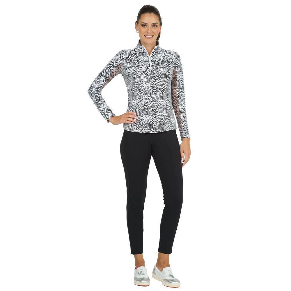 Women's Long Sleeve Alena Print 1/4 Zip Mock Neck Top