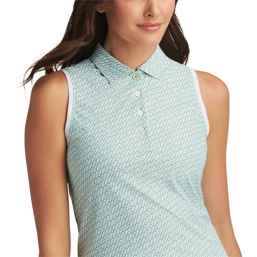 Women's Stepped Clubs Banded Sport Mesh Sleeveless Polo - Fairway Styles