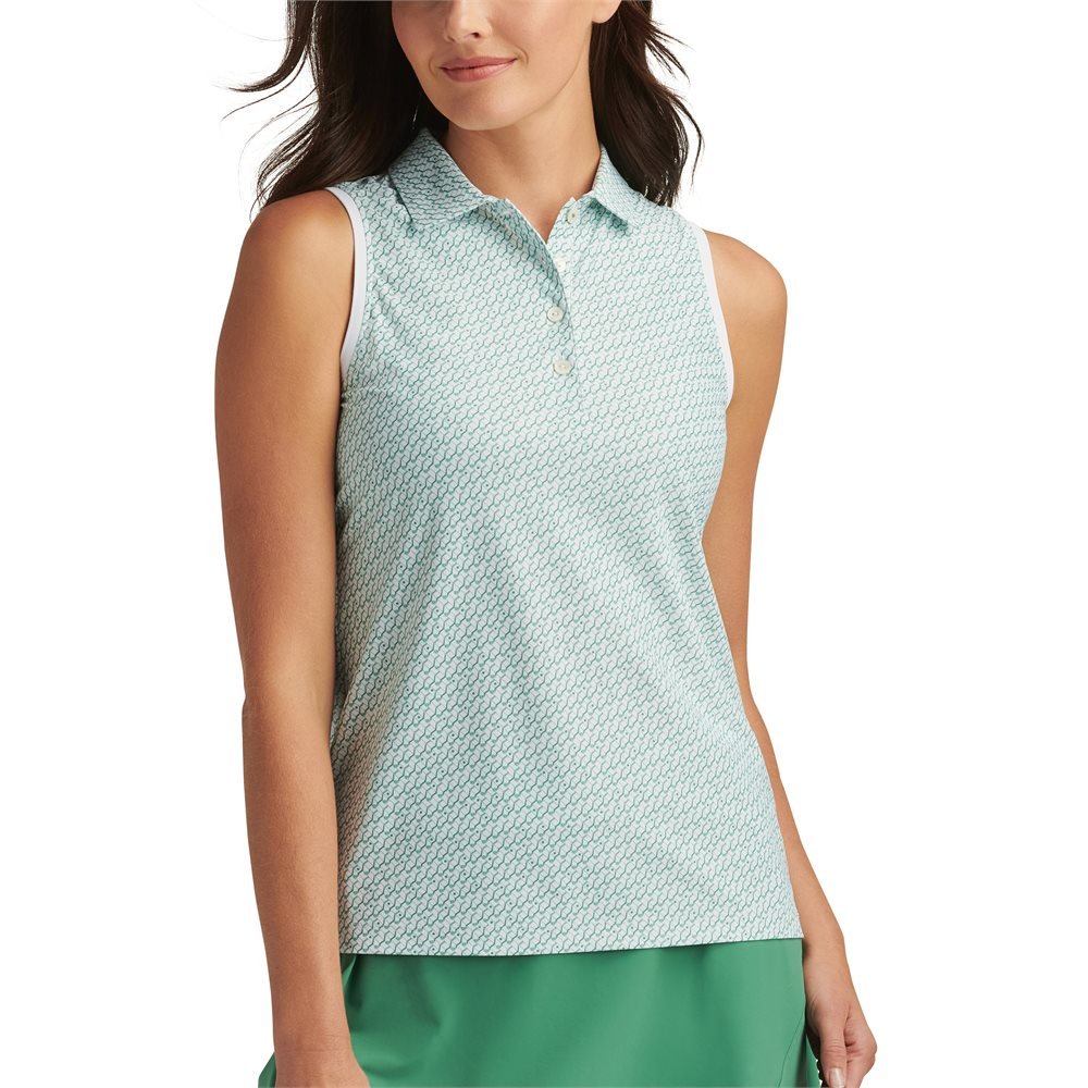 Women's Stepped Clubs Banded Sport Mesh Sleeveless Polo - Fairway Styles