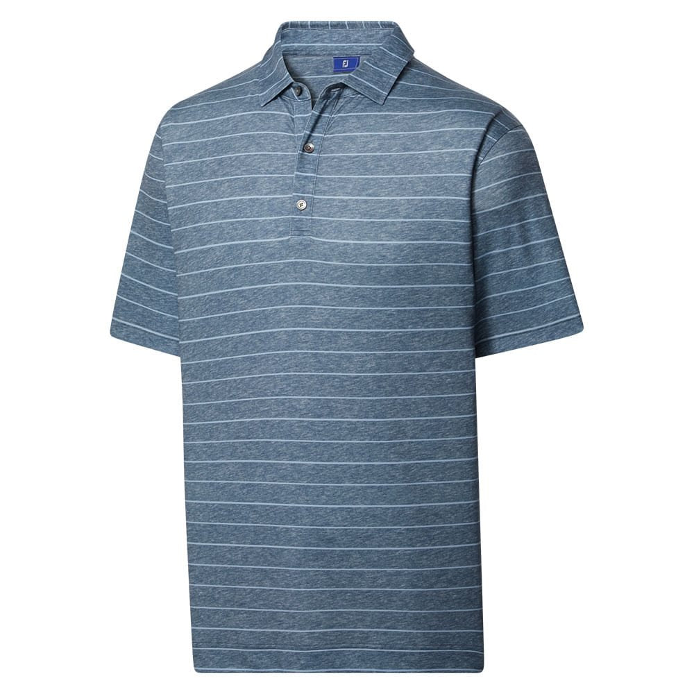Athletic Fit Open Stripe Jersey Self Collar Polo - Fairway Styles