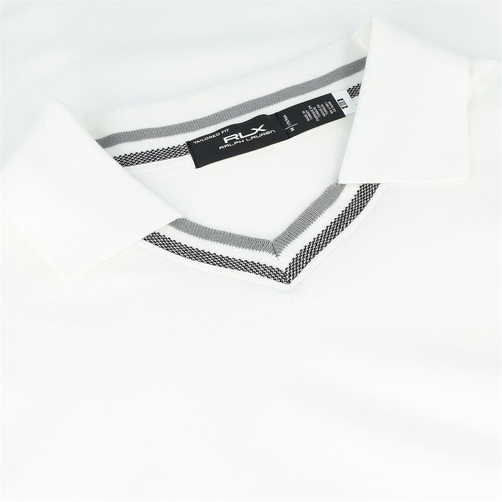 Lux Stretch Mesh Johnny Collar Long Sleeve Polo