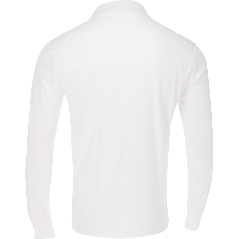 Lux Stretch Mesh Johnny Collar Long Sleeve Polo