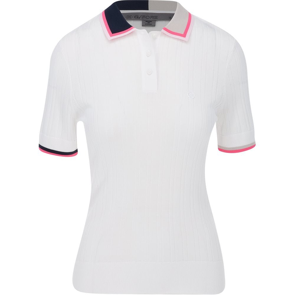 Women's Cotton Blend Ribbed Short Sleeve Sweater - Fairway Styles