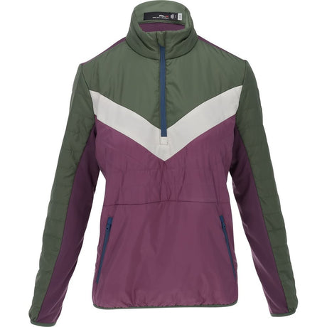 Women's Quilted Woven Icon Fleece 1/4 Zip Hybrid ColorBlock Jacket Midlayer - Fairway Styles