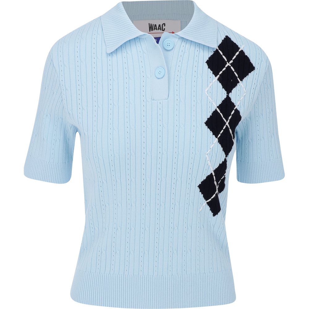 Women's Argyle Cable Short Sleeve Sweater