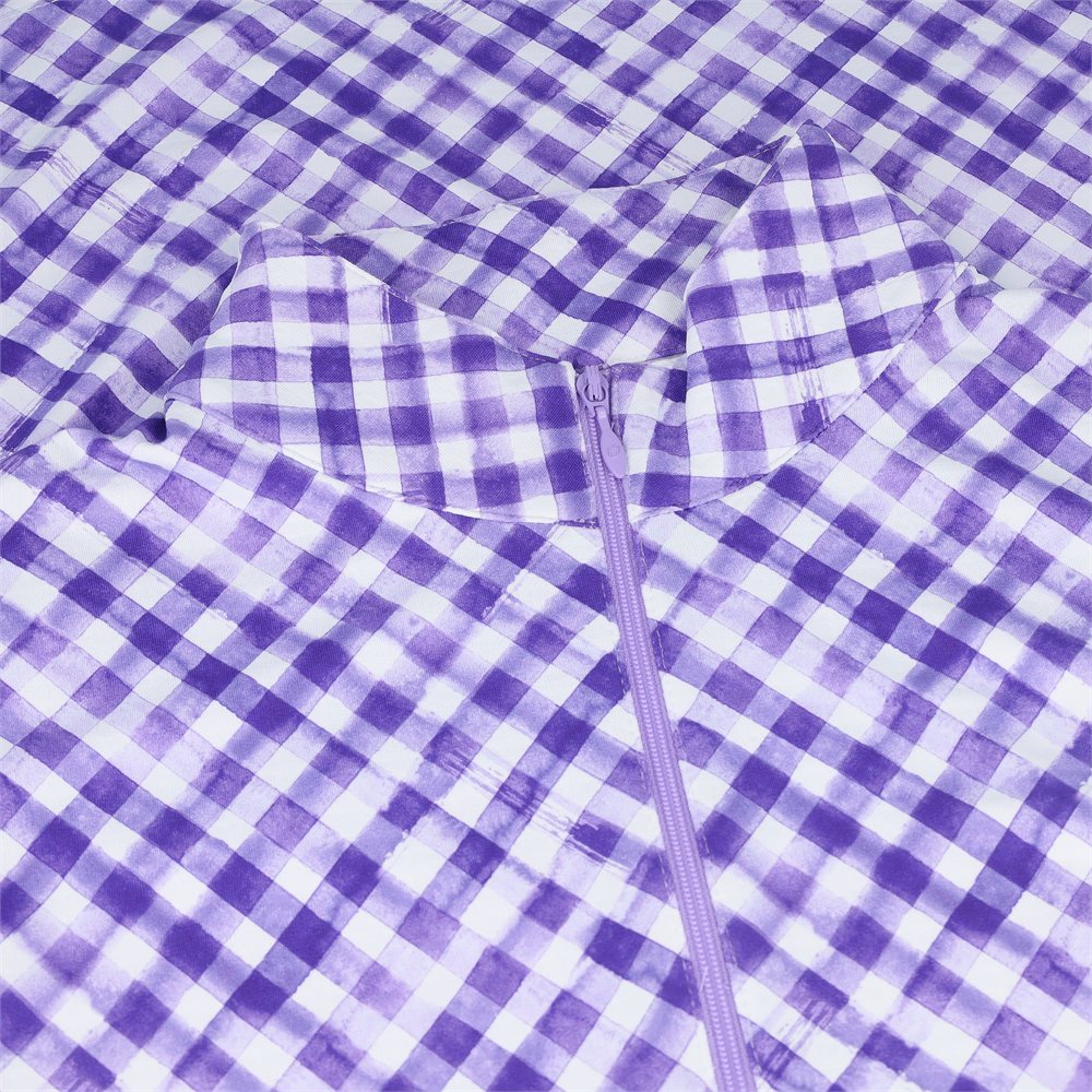 Women's Long Sleeve Mock Neck Top - Gingham Check Print