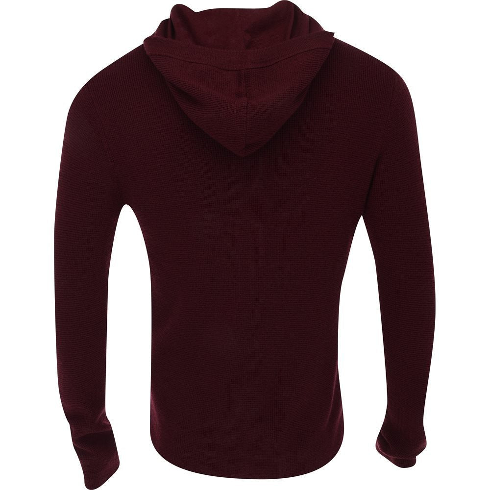 Waffle Stitch Merino Wool Hooded Sweater - Fairway Styles