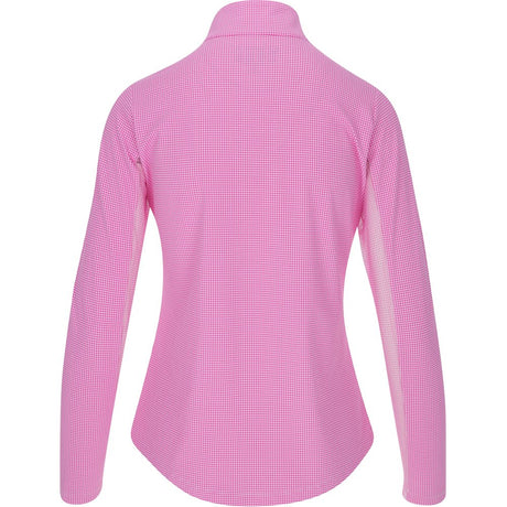 Women's Long Sleeve Mock Neck Top - Mini Check Print