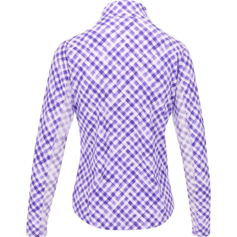 Women's Long Sleeve Mock Neck Top - Gingham Check Print