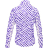Women's Long Sleeve Mock Neck Top - Gingham Check Print