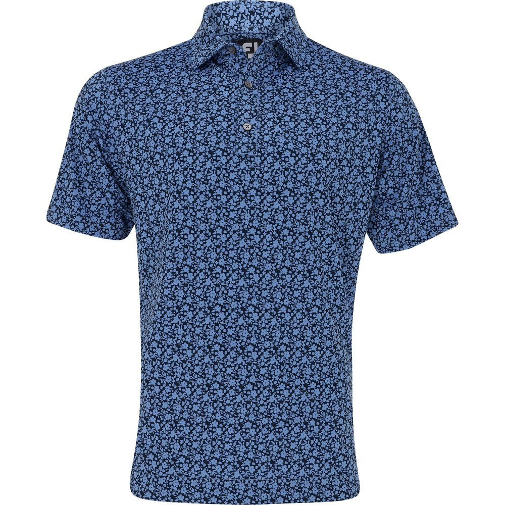 Painted Floral Lisle Self Collar Polo