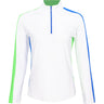Women's Long Sleeve 1/4 Zip Mock Neck Top - Color Block Print