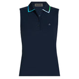 Women's Contrast Collar Silky Tech Nylon Sleeveless Polo
