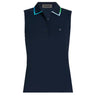 Women's Contrast Collar Silky Tech Nylon Sleeveless Polo