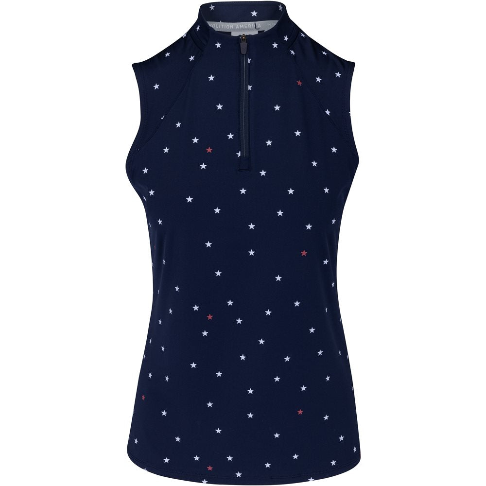 Women's Volition Stars Sleeveless 1/4 Zip Golf Polo