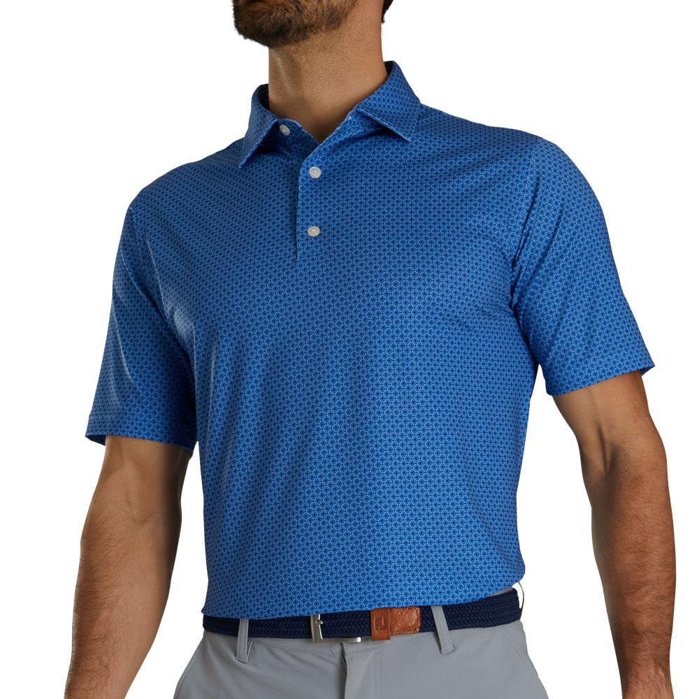 Lisle Dot Geo Print Self Collar Golf Polo