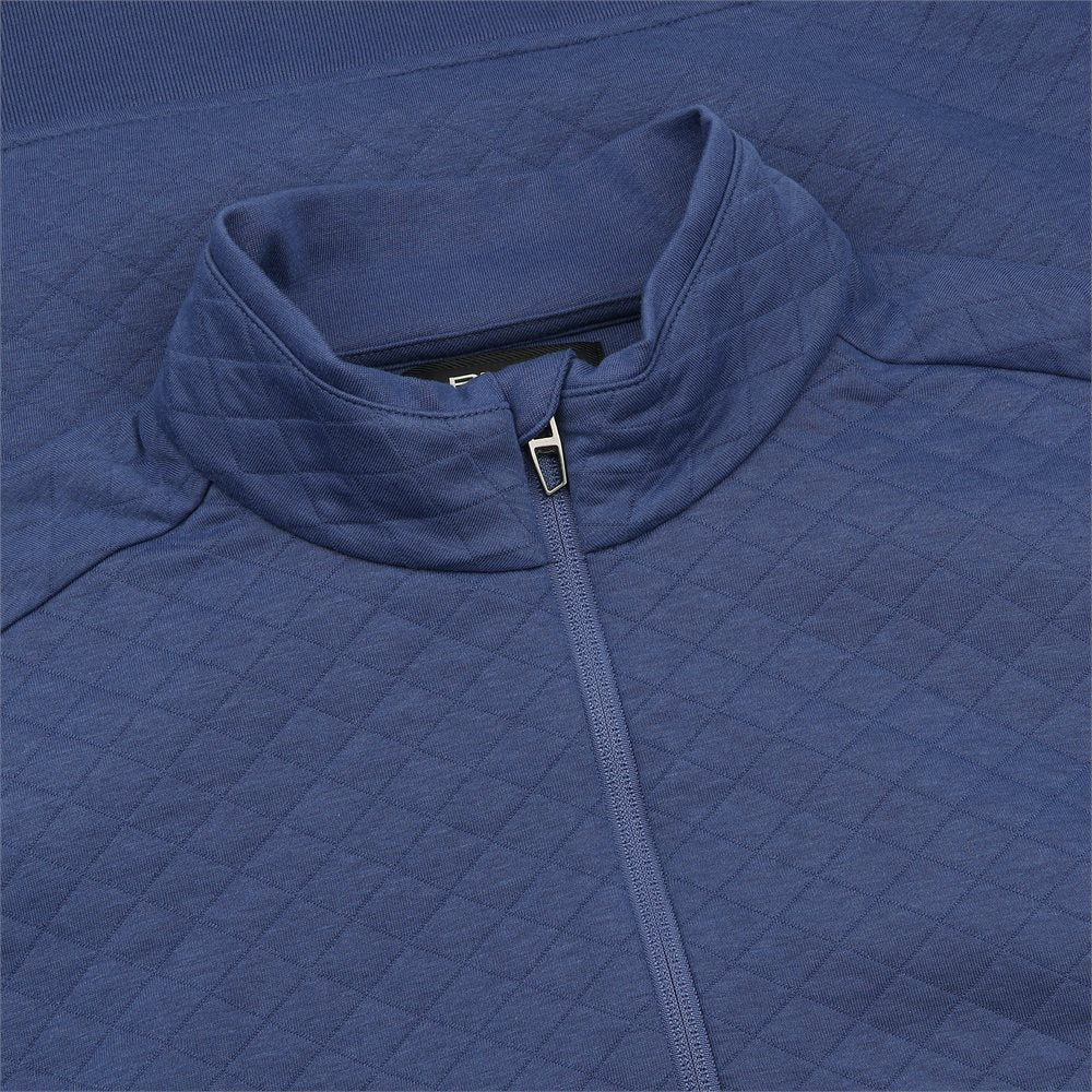 Quilted Double Knit 1/4 Zip Sweatshirt On Seam Pocket Midlayer