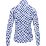 Women's Long Sleeve Mock Neck Top - Gingham Check Print