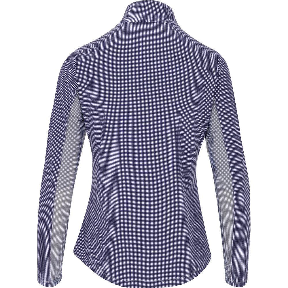 Women's Long Sleeve Mock Neck Top - Mini Check Print