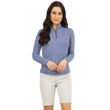 Women's Long Sleeve Mock Neck Top - Mini Check Print