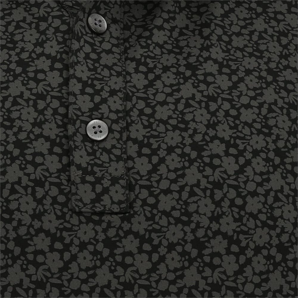 Painted Floral Lisle Self Collar Polo