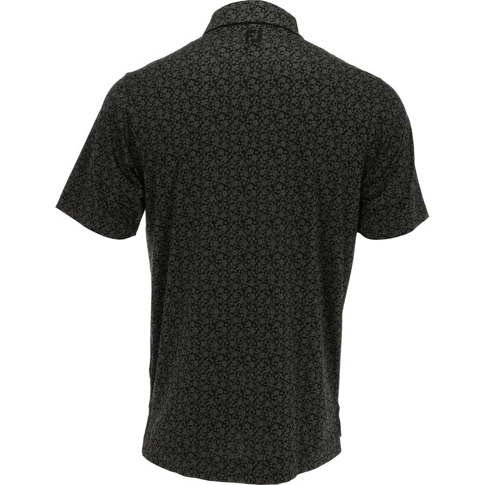 Painted Floral Lisle Self Collar Polo