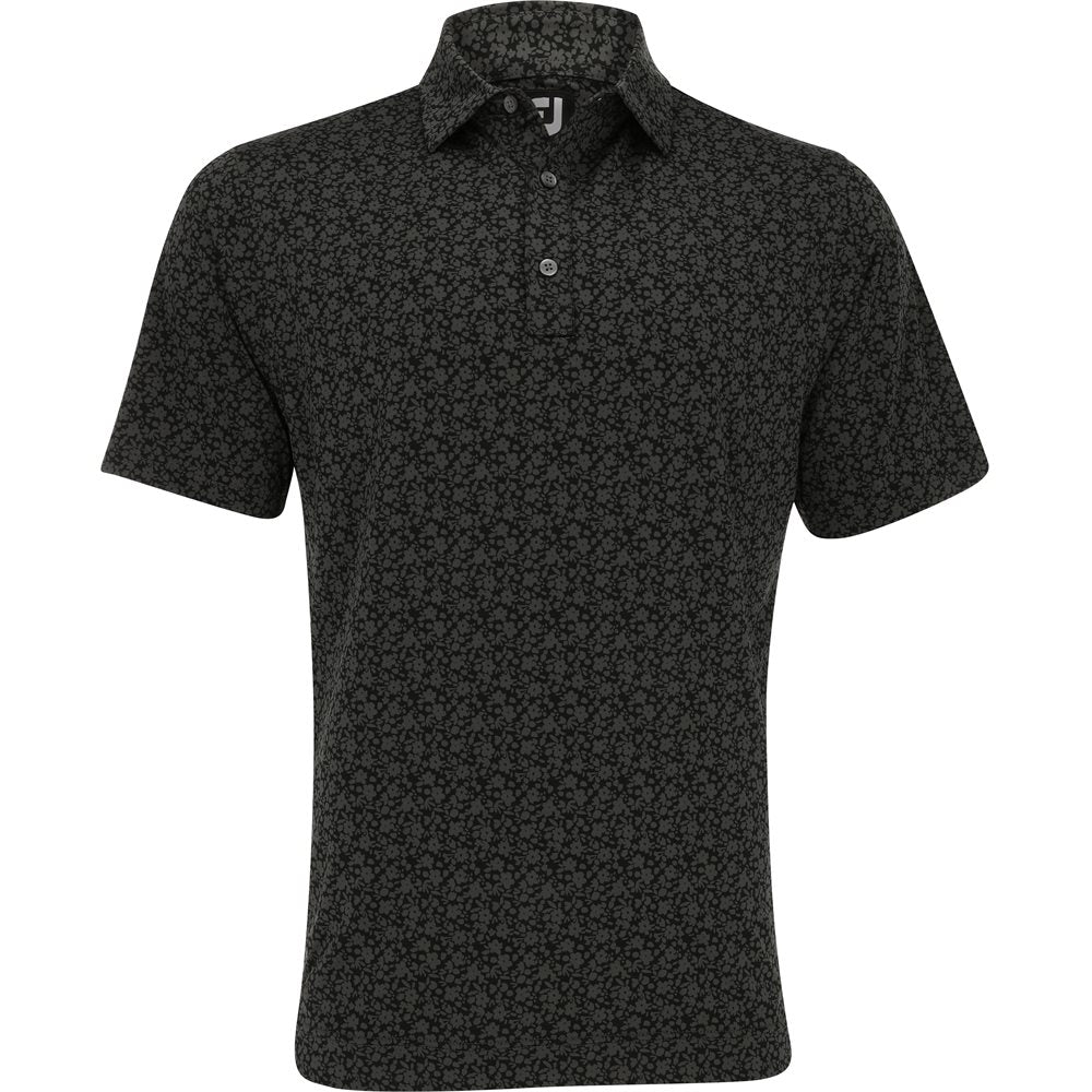 Painted Floral Lisle Self Collar Polo