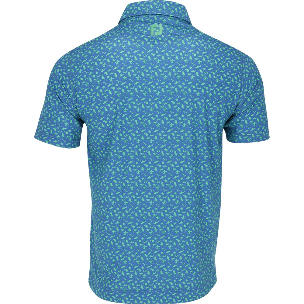 Athletic Fit Beach Print Lisle Self Collar Polo