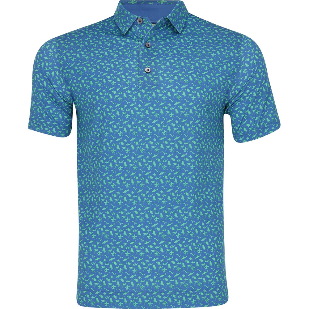 Athletic Fit Beach Print Lisle Self Collar Polo