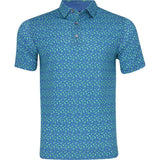 Athletic Fit Beach Print Lisle Self Collar Polo
