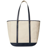 Women's Leather - Trim Canvas Medium Shopper Tote Bag - Fairway Styles
