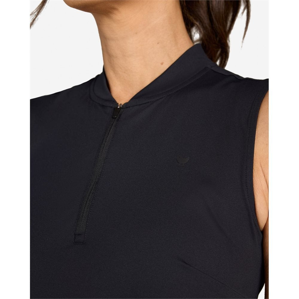 Women's Sleeveless 1/4 Zip Blade Collar Polo - Fairway Styles