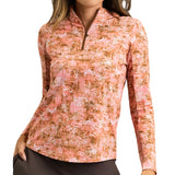 Women's Long Sleeve 1/4 Zip Mock Neck Top - Kate Print