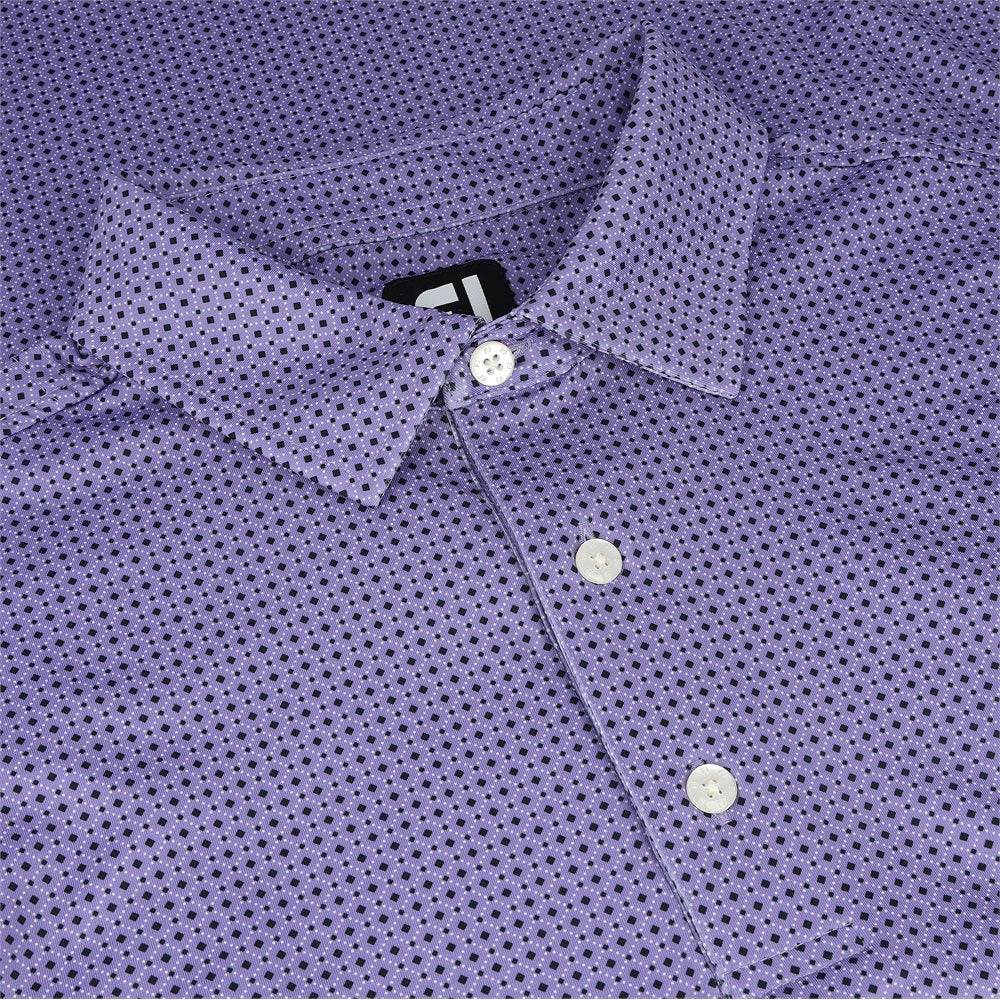 Lisle Dot Geo Print Self Collar Golf Polo