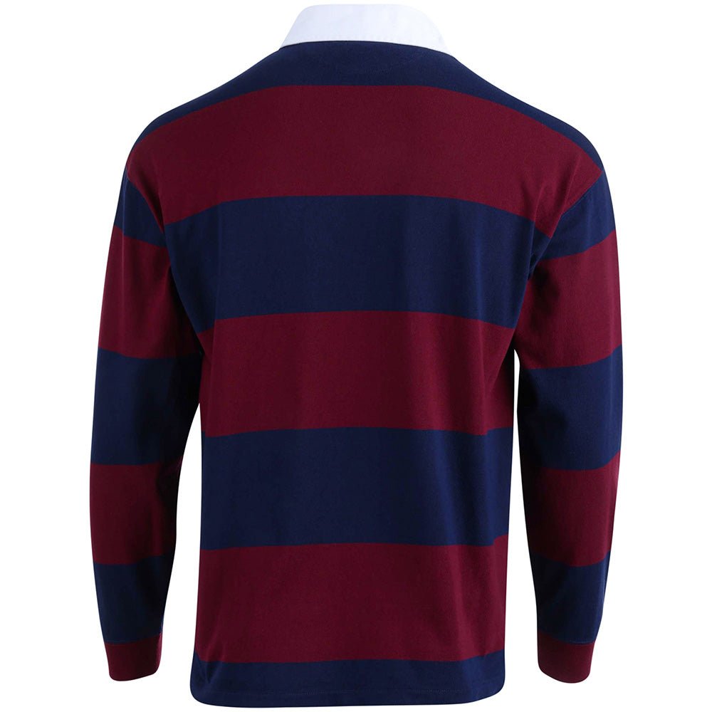 Big Fit Striped Jersey Rugby Long Sleeve Polo
