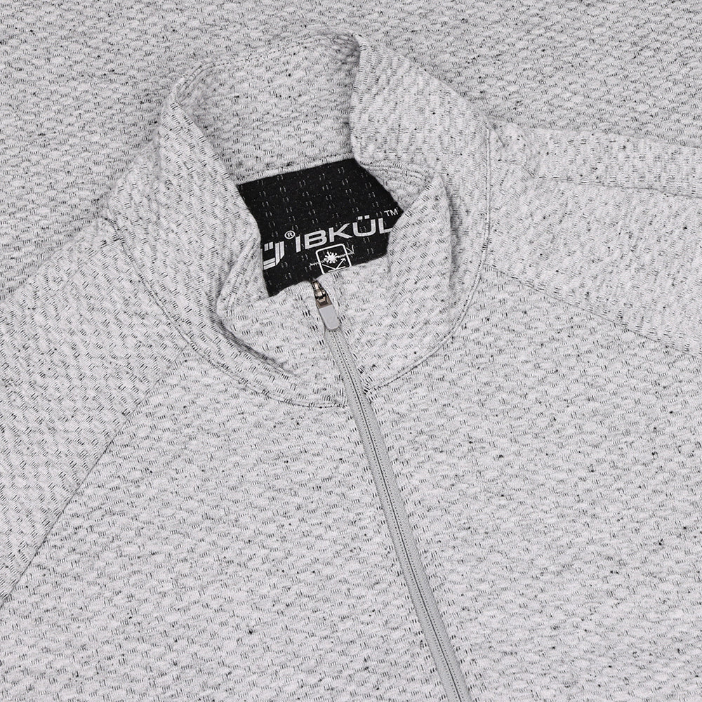 Solid Popcorn Stitch 1/4 Zip Mock Neck Pullover