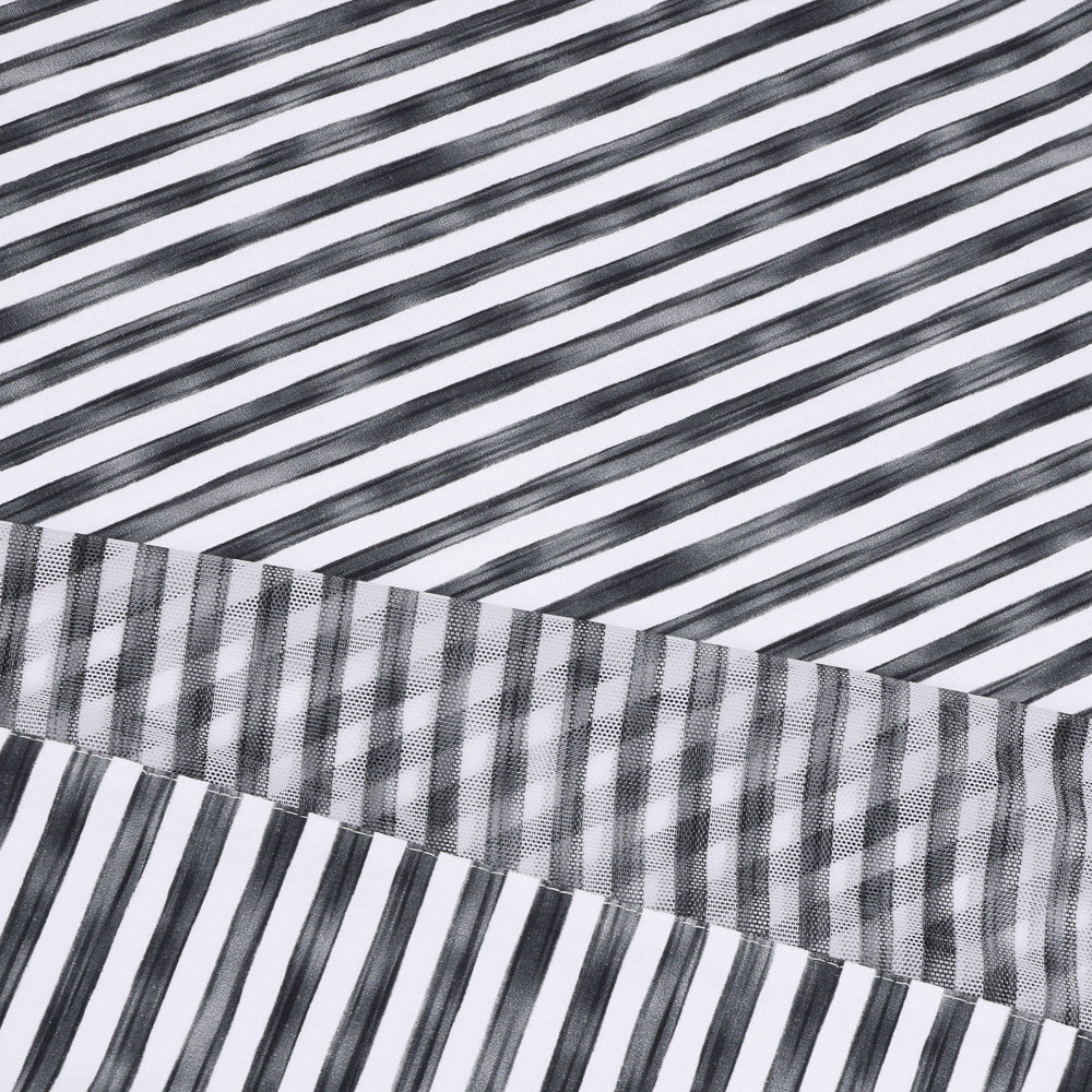 Women's Long Sleeve 1/4 Zip Mock Neck Top - Landon Stripe II Print