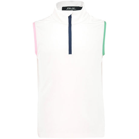 Juniors' Tricolor Sleeveless 1/4 Zip Mock Neck Polo - Fairway Styles