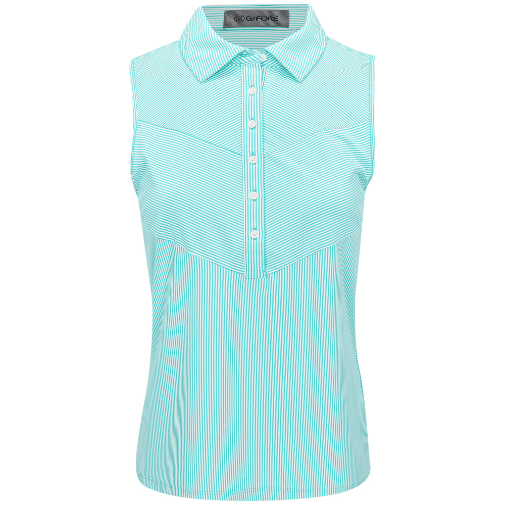 Women's Fine Tech Engineered Stripe Sleeveless Polo