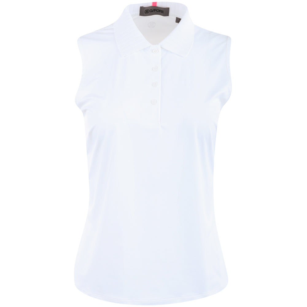 Women's Pleated Collar Silky Tech Nylon Sleeveless Polo